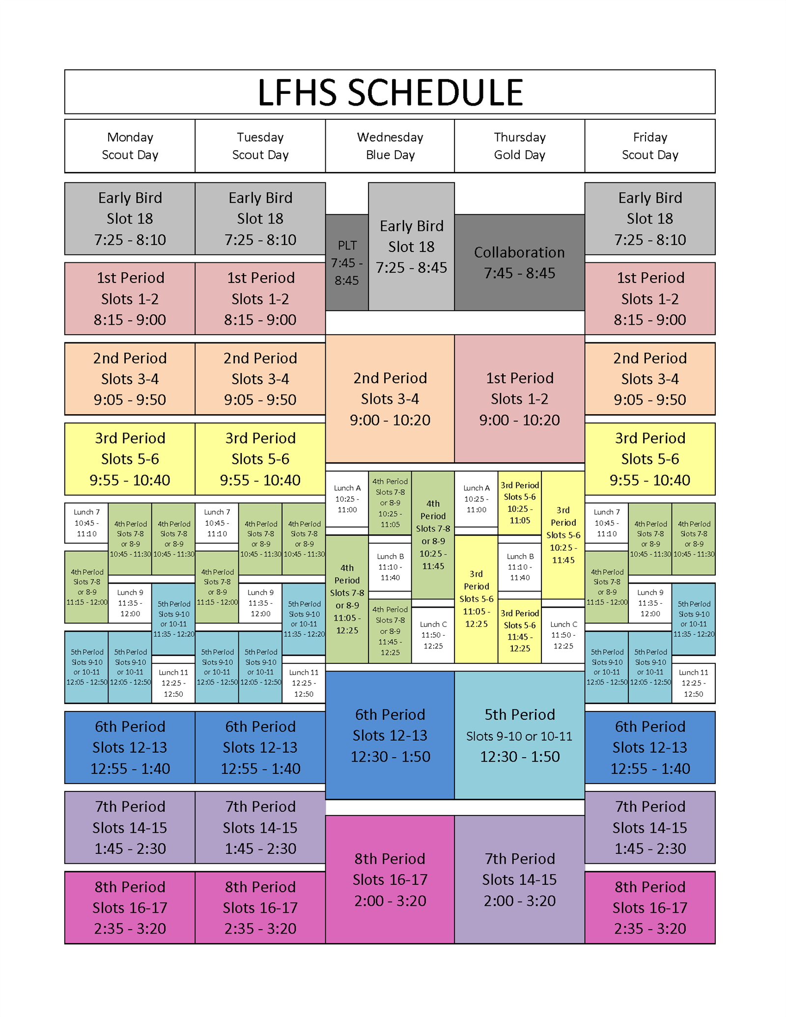 LFHS Schedule